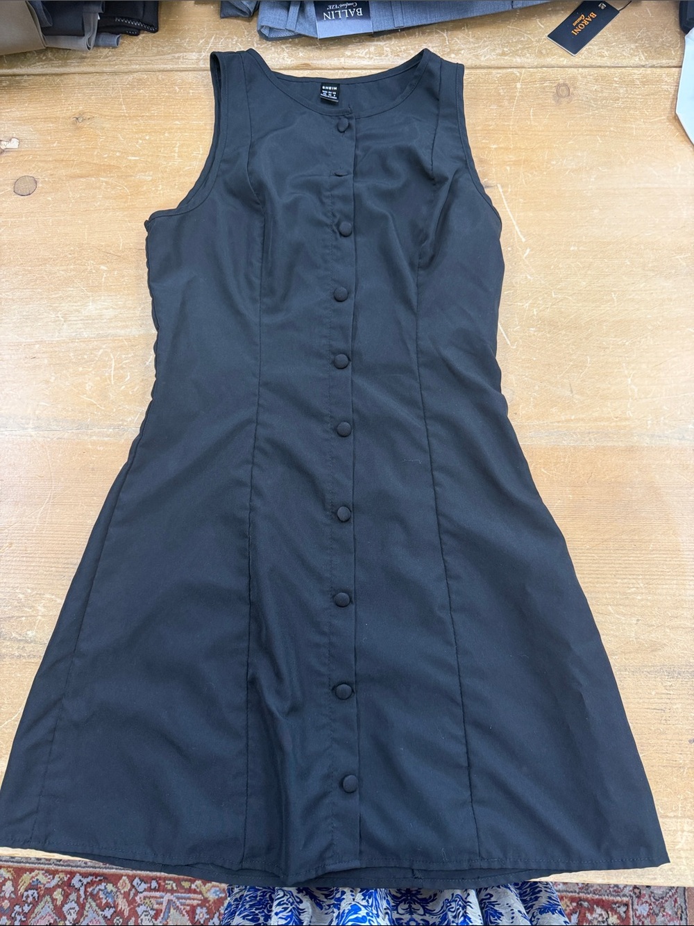 SHEIN Black Button-Front Sleeveless Mini Dress